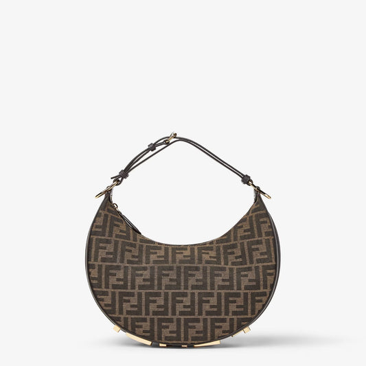 Cuero | Fendigraphy Small Brown FF jacquard fabric bag