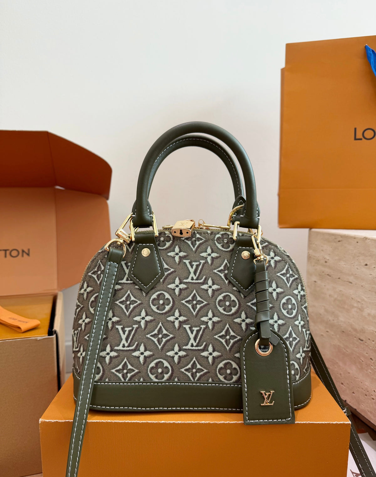 Cuero | Mini Monogram Jacquard Dome Top Handle Bag - Olive Green