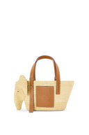 LOEWE Small Elephant Basket bag in raffia and calfskin