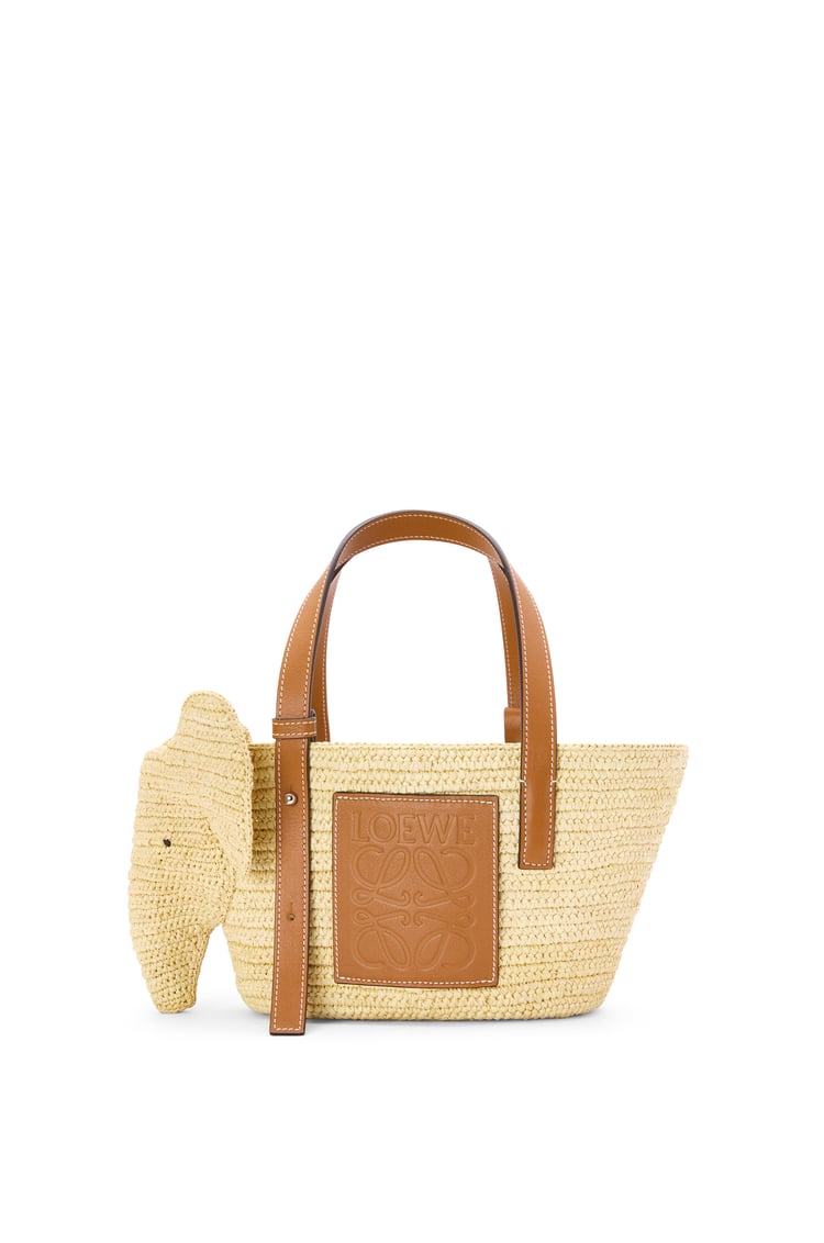 Cuero | Small Elephant Basket bag in raffia and calfskin