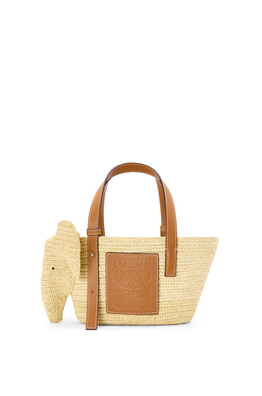 Cuero | Small Elephant Basket bag in raffia and calfskin