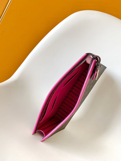 Cuero | Flat Zip Pouch Pink Edge
