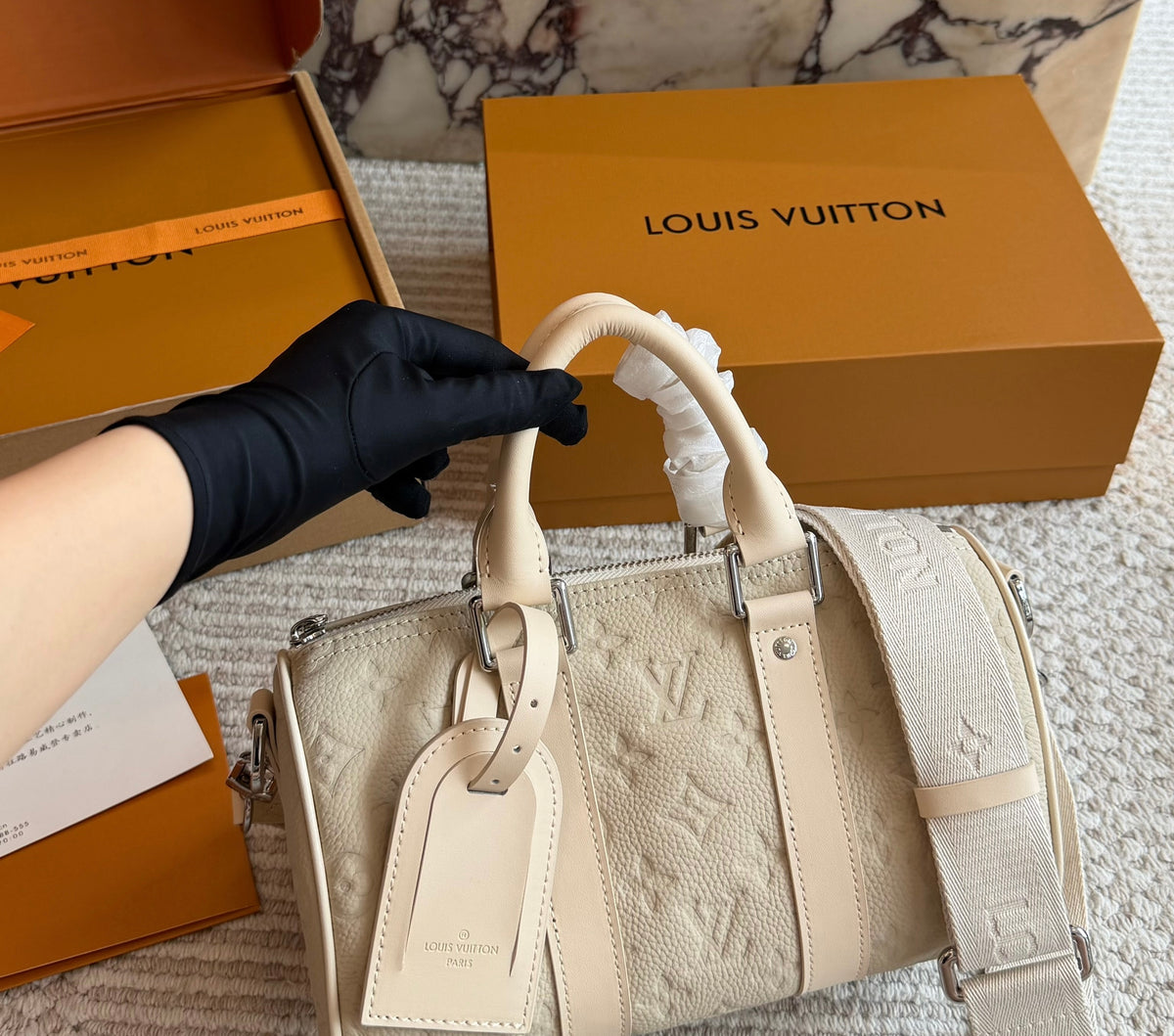 Cuero | Monogram Embossed Boston Bag