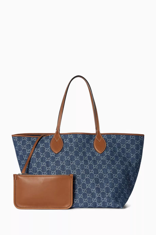 Cuero | Totissima Tote Bag in GG Printed Denim