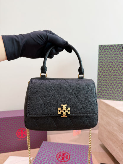 Cuero | Quilted Top Handle Mini Bag Black