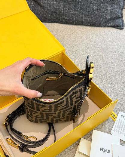 Cuero | FF Monogram Mini Boston Bag Brown