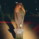 Demellier The Midi New York Stone Grey Small Grain Ecru Stitching