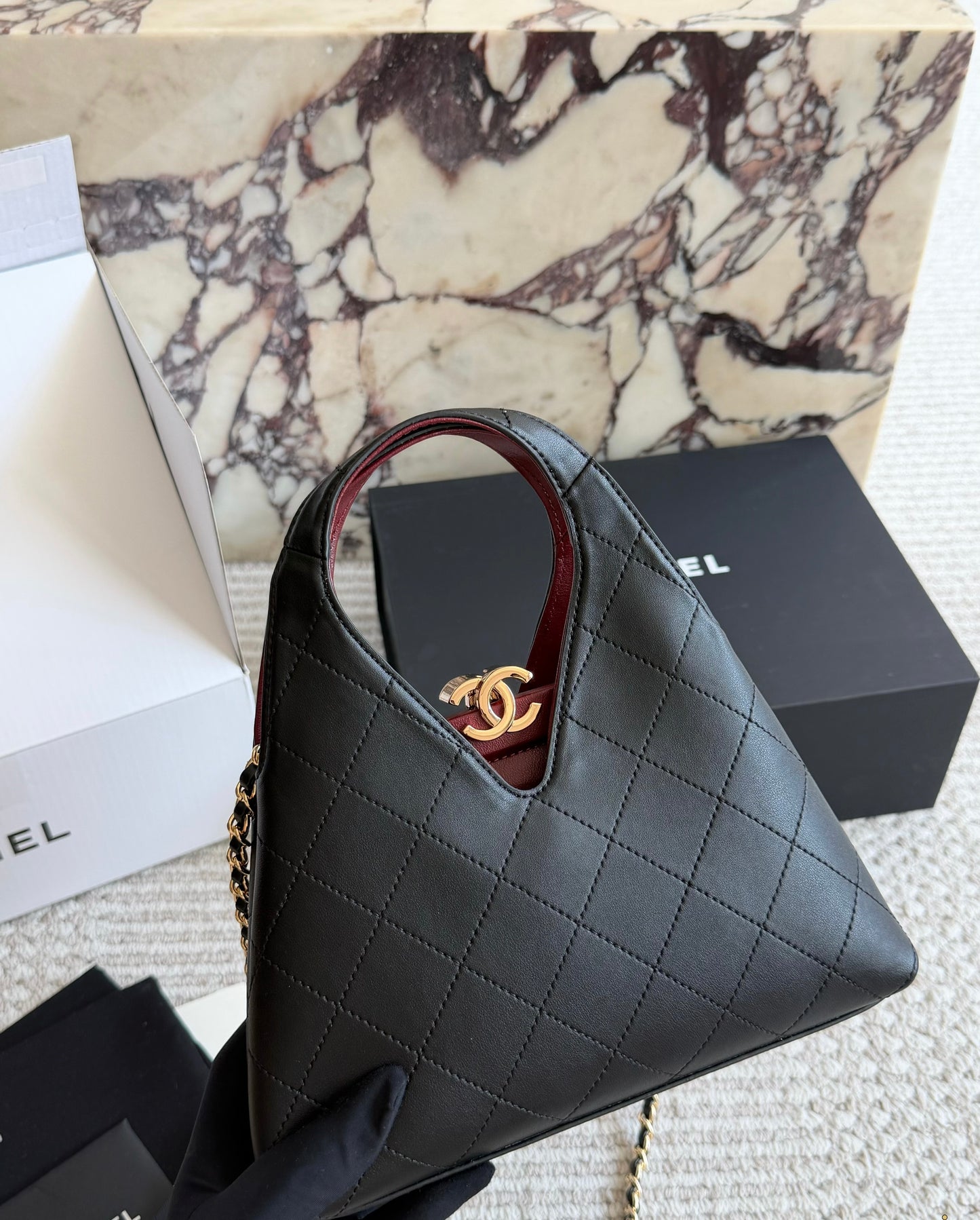 Cuero | Mini Quilted Hobo Bag Black