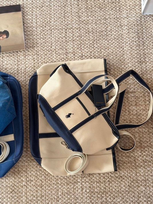 Cuero | Ralph Lauren Cotton Canvas Mini Shopper Tote in Natural