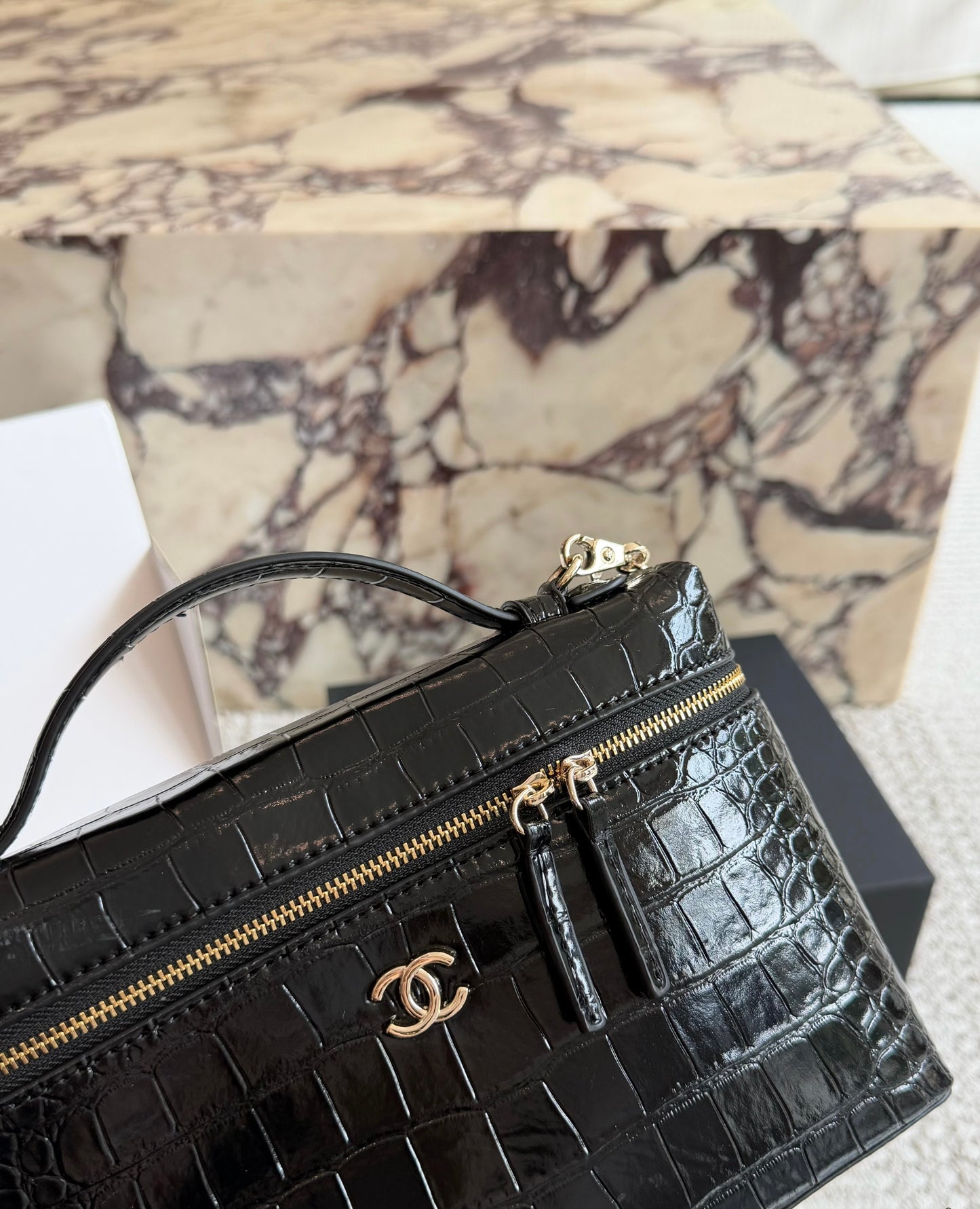 Cuero | Crocodile Embossed Vanity Bag