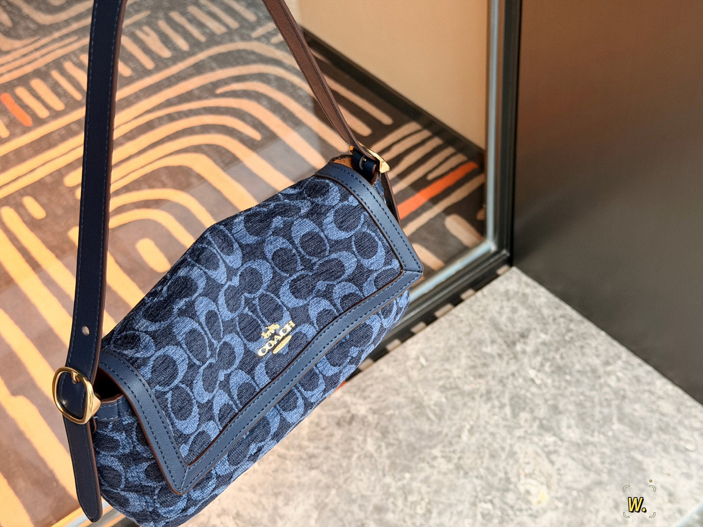Cuero | Monogram Denim Shoulder Bag