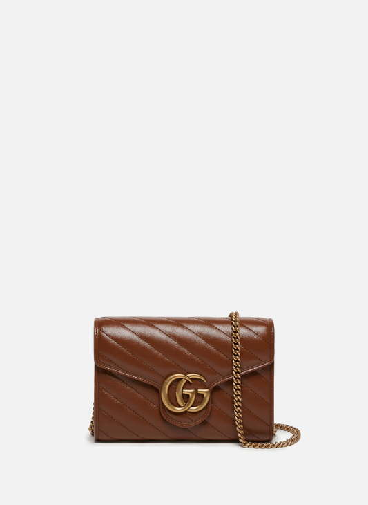 Cuero | GG Marmont calfskin leather shoulder bag - Brown
