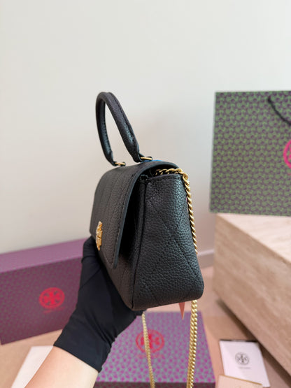 Cuero | Quilted Top Handle Mini Bag Black