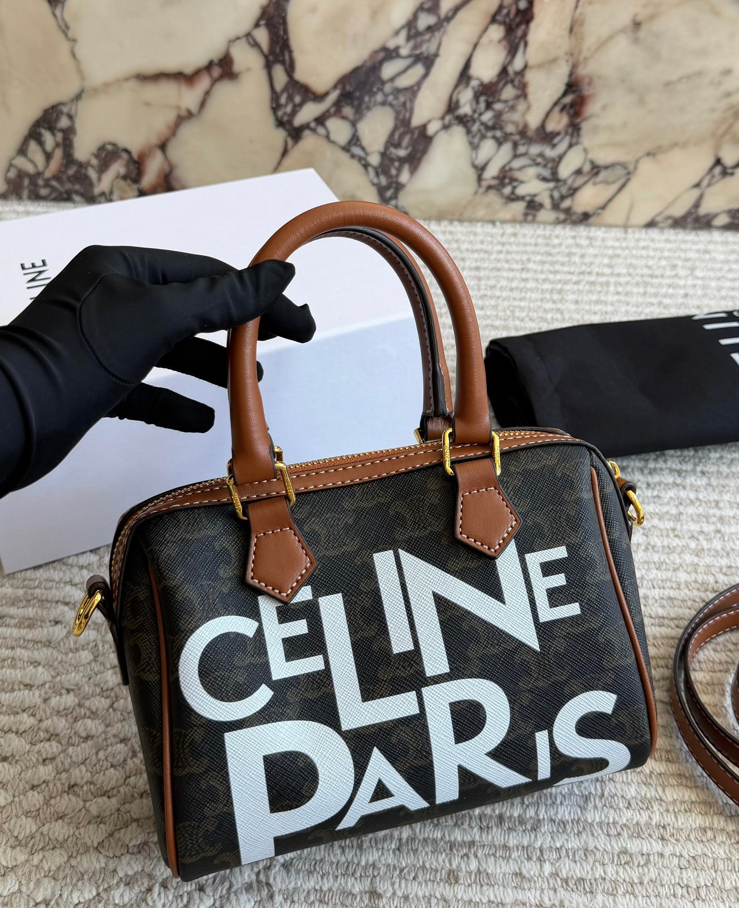Cuero | Brown Monogram Bowling Bag