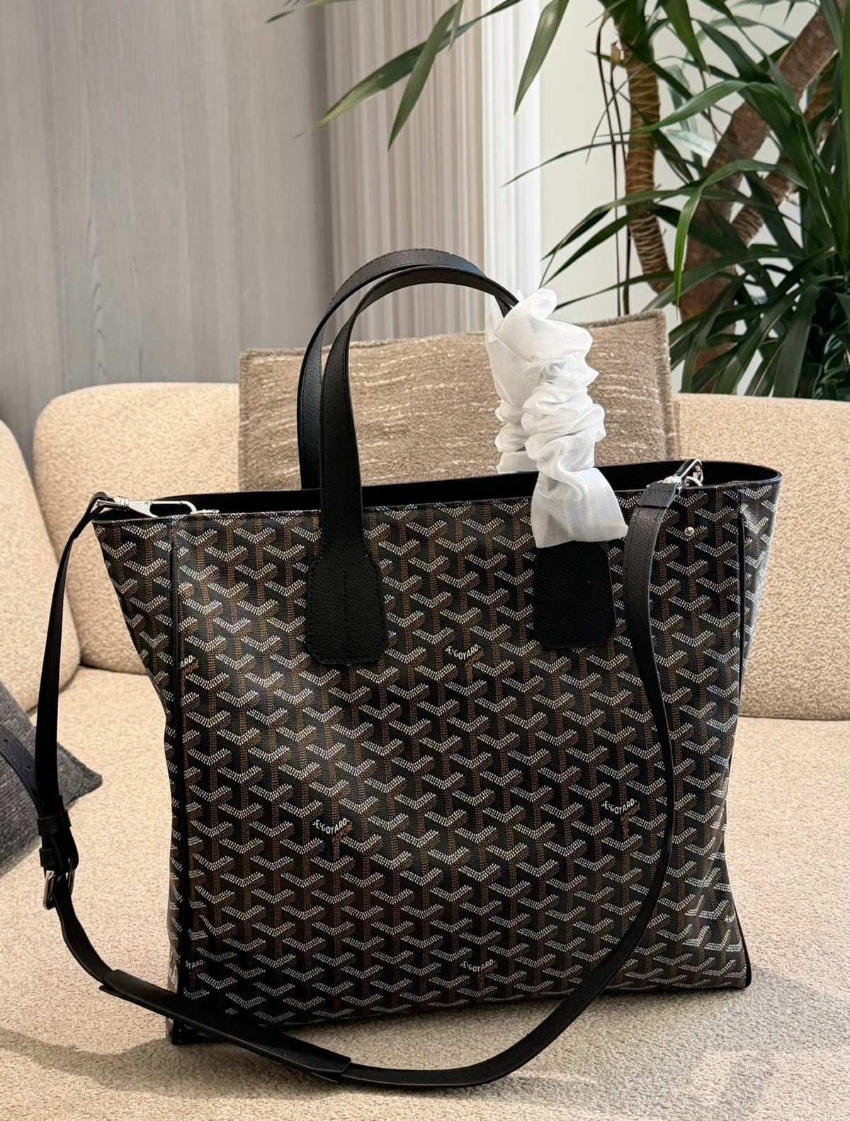 Cuero | Signature Geometric Print Tote Bag - Noir Black