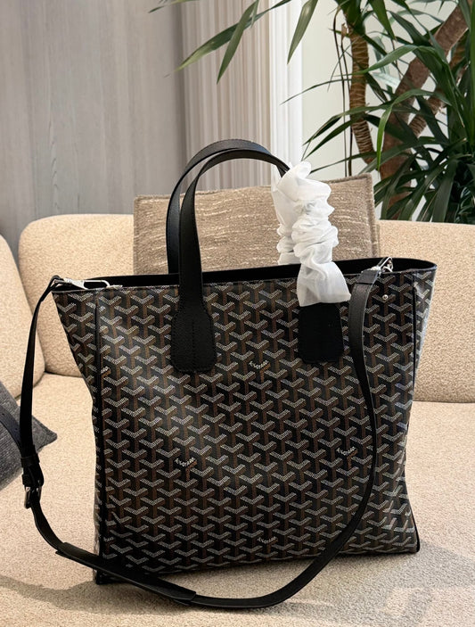 Cuero | Signature Geometric Print Tote Bag - Noir Black