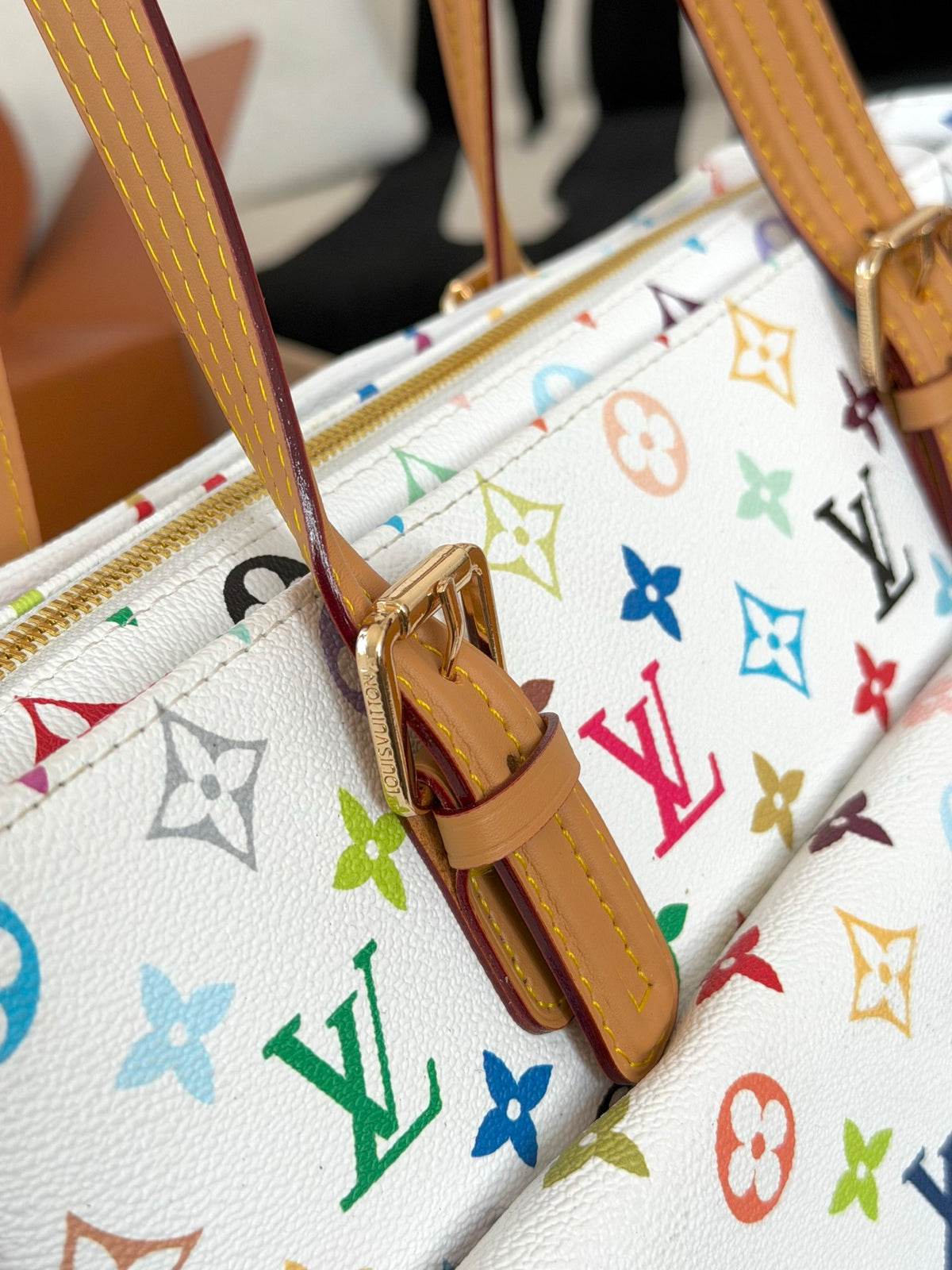 Cuero | Multicolor Monogram Cargo Tote Bag - White Multicolor