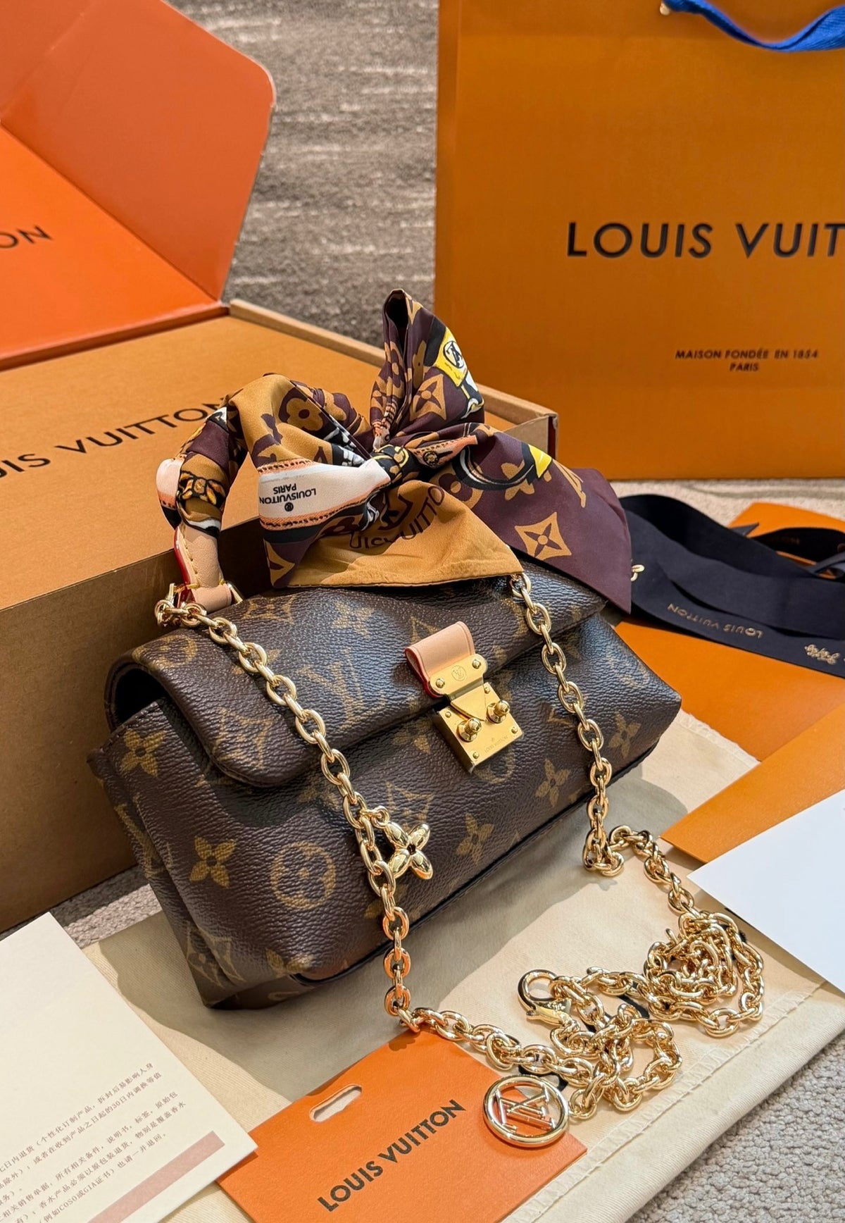 Cuero | Signature Monogram Mini Chain Crossbody Bag - Brown Monogram