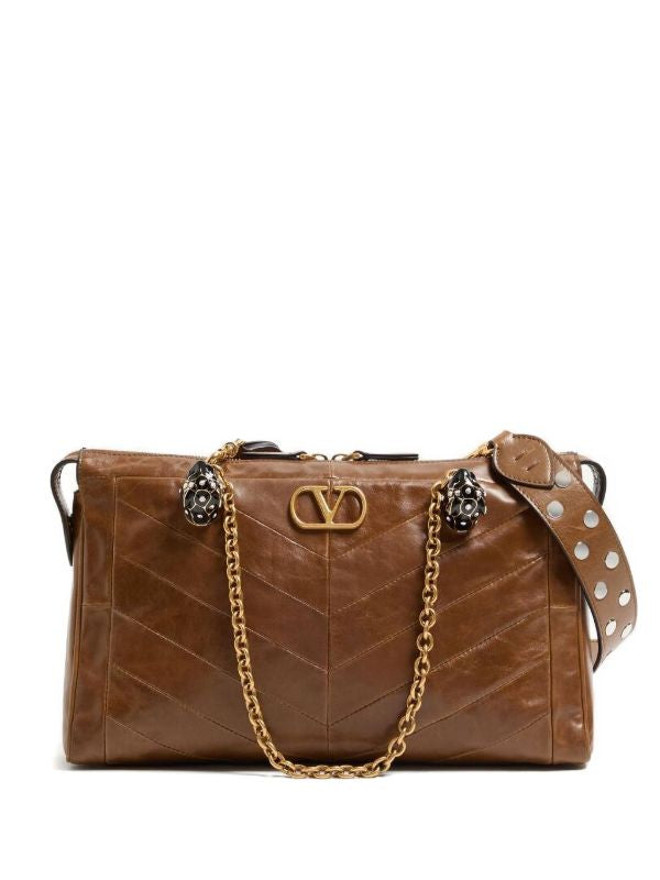 Cuero | Garavani 'Panthia' chevron-print shoulder bag