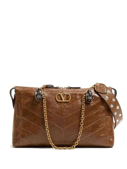 Cuero | Garavani 'Panthia' chevron-print shoulder bag