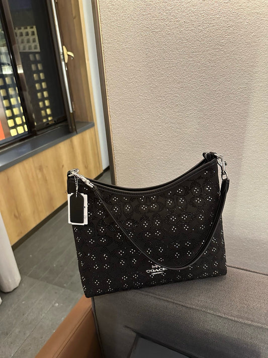 Cuero | Signature Rhinestone Shoulder Bag - Black