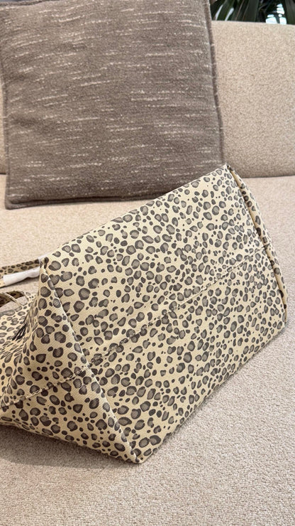 Cuero | Leopard Print Logo Tote Bag - Beige Leopard