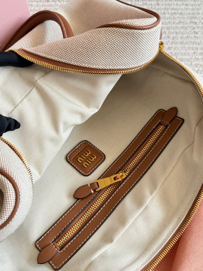 Cuero | Canvas & Leather Barrel Shoulder Bag