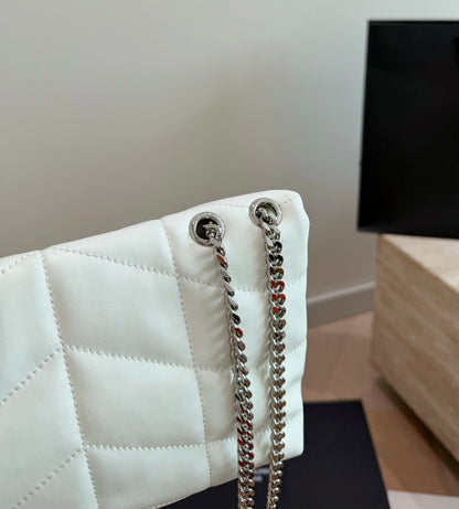 Cuero | Quilted Envelope Chain Shoulder Bag - White