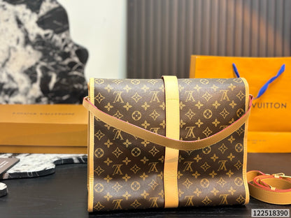 Cuero | Signature Monogram Single Buckle Flap Crossbody Bag - Brown Monogram