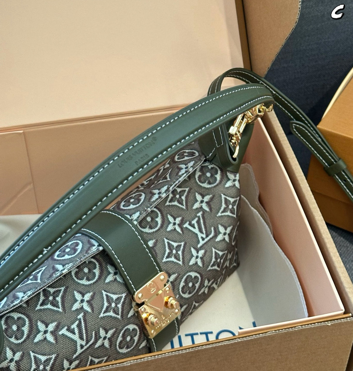 Cuero | Mini Monogram Jacquard Buckle Strap Hobo Bag - Olive Green