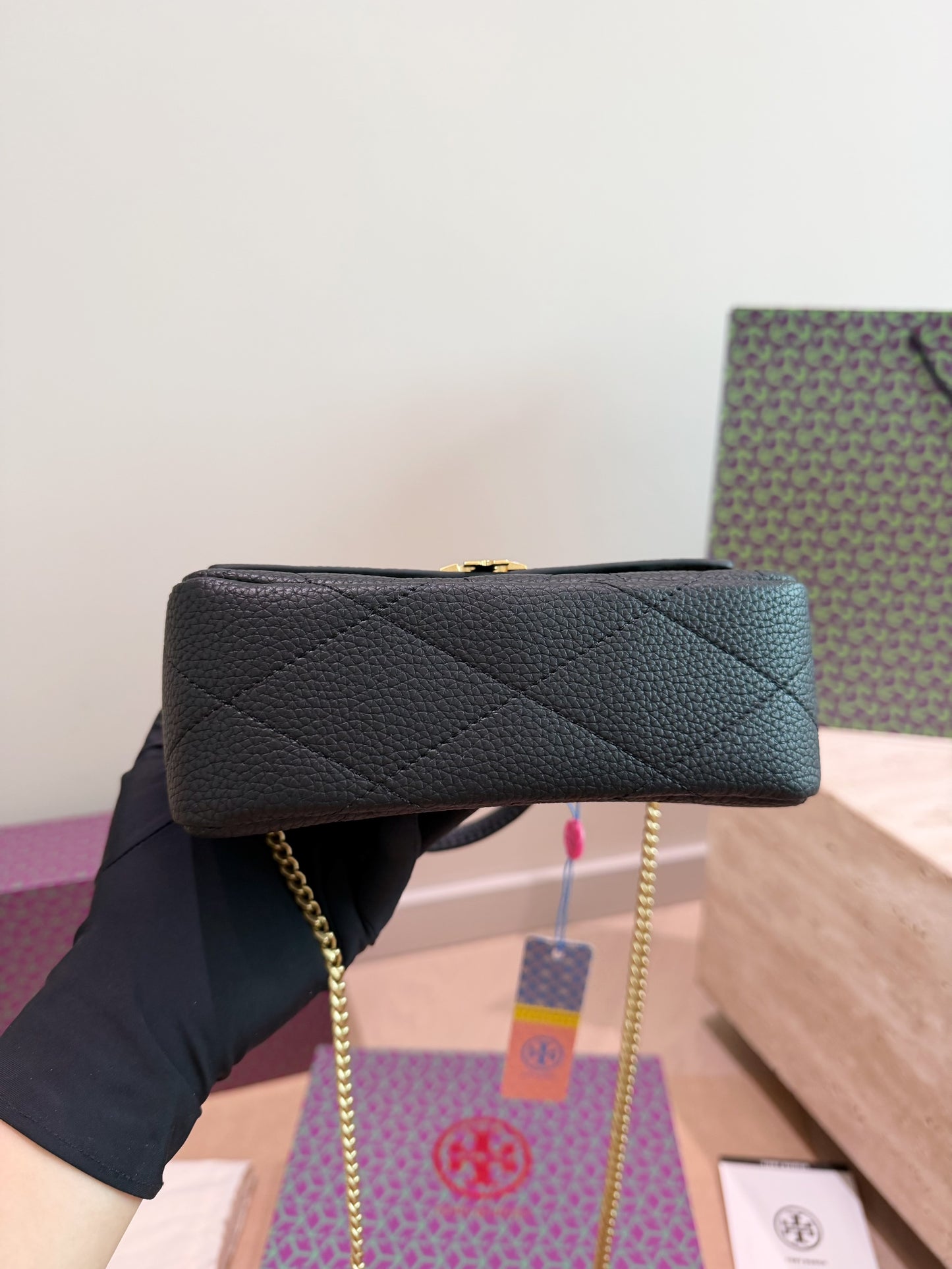 Cuero | Quilted Top Handle Mini Bag Black