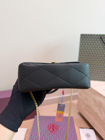 Cuero | Quilted Top Handle Mini Bag Black