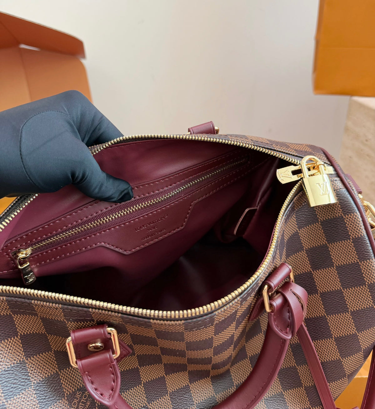 Cuero | Checkered Barrel Satchel Bag - Bordeaux Check