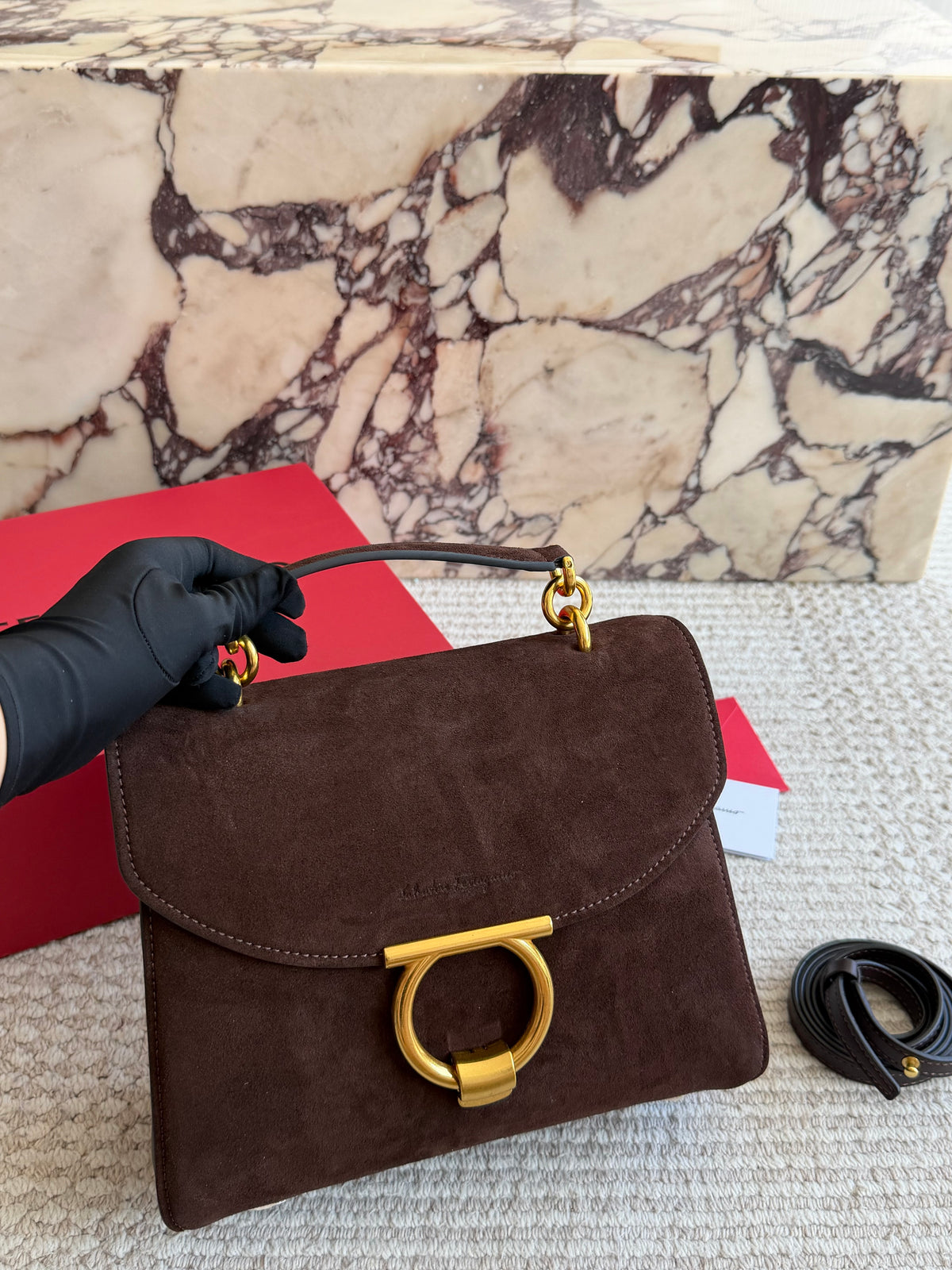 Cuero | Suede Top Handle Bag