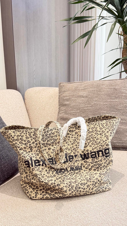 Cuero | Leopard Print Logo Tote Bag - Beige Leopard