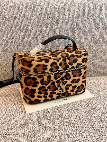 Cuero | Leopard Print Top Handle Vanity Bag