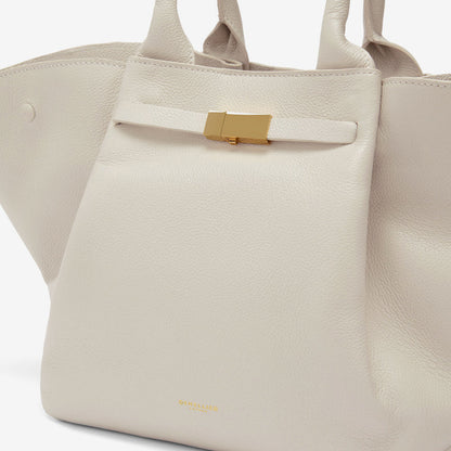 Cuero | Demellier The Midi New York Offwhite small Grain Ecru Stitching