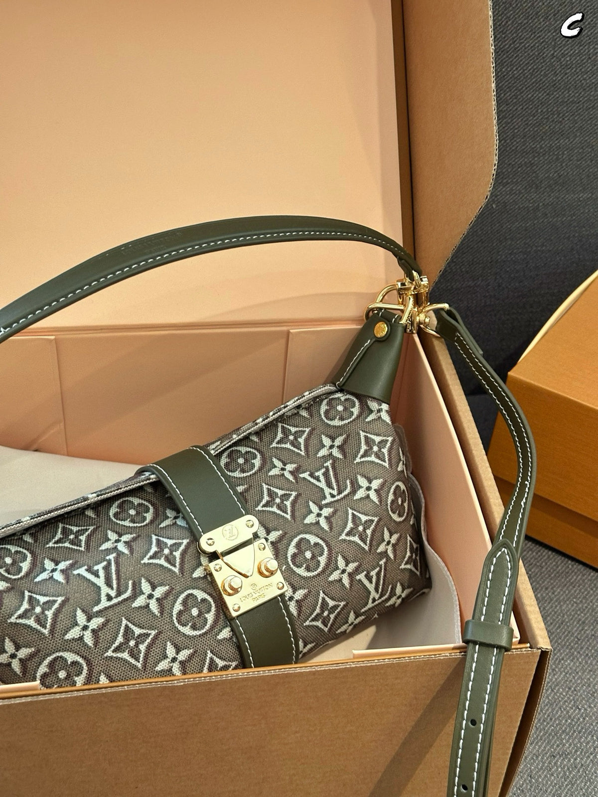 Cuero | Mini Monogram Jacquard Buckle Strap Hobo Bag - Olive Green