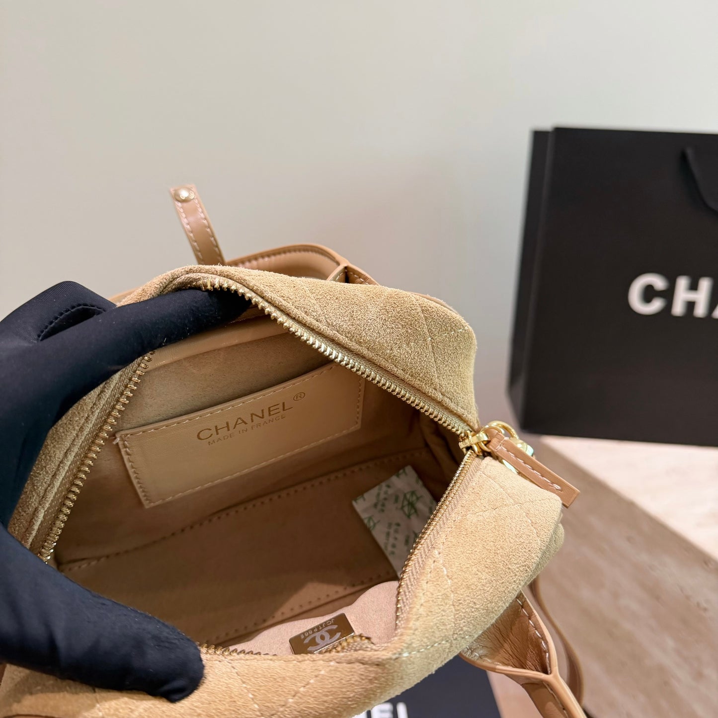 Cuero | Quilted Suede Mini Bowling Bag