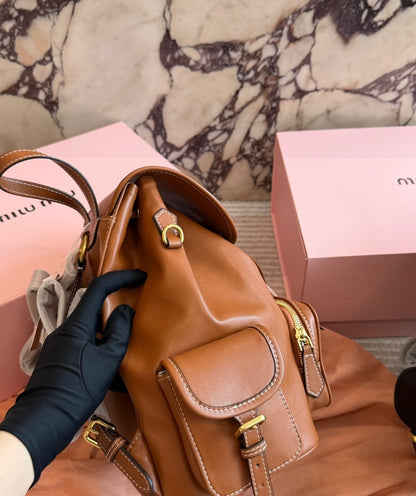 Cuero | Caramel Leather Mini Backpack