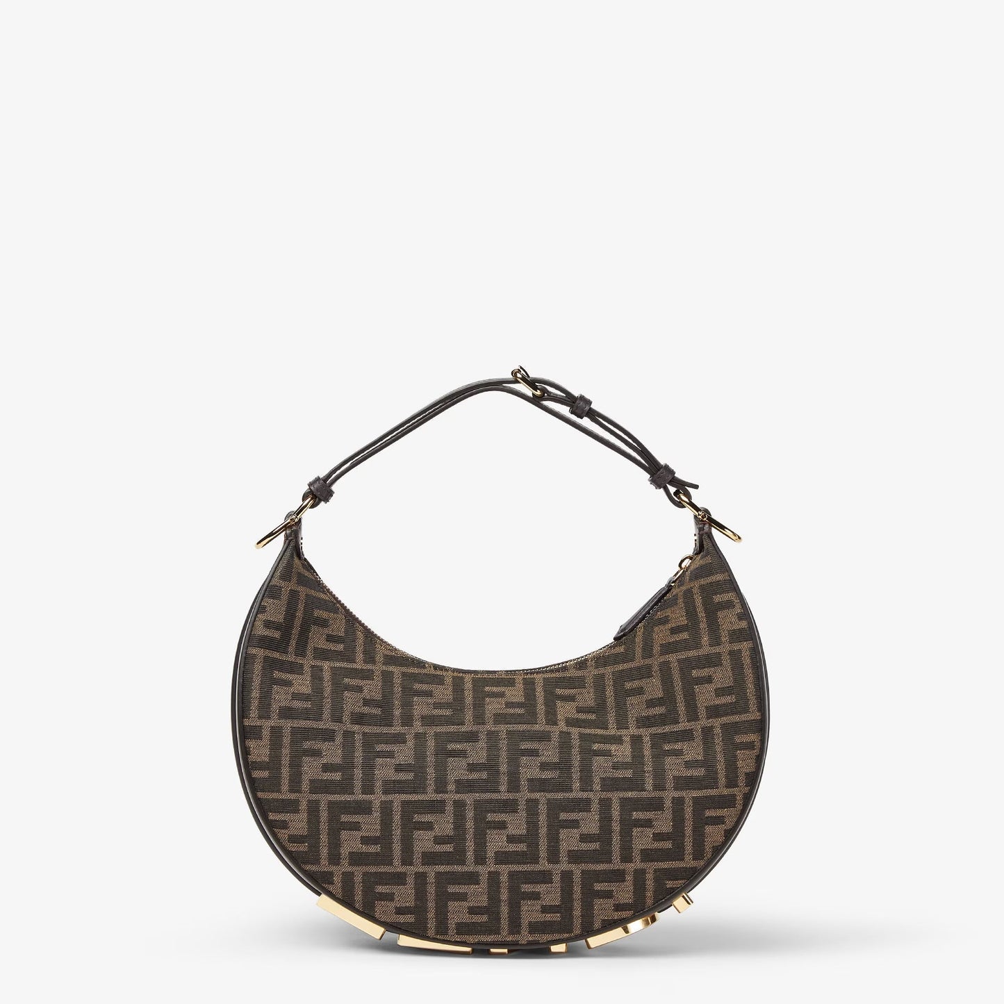 Cuero | Fendigraphy Small Brown FF jacquard fabric bag
