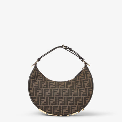 Cuero | Fendigraphy Small Brown FF jacquard fabric bag