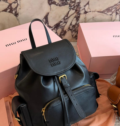 Cuero | Black Leather Mini Backpack