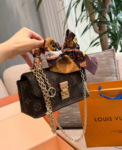 Cuero | Signature Monogram Mini Chain Crossbody Bag - Brown Monogram