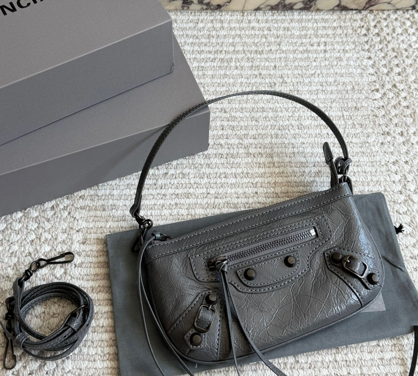 Cuero | Crackle Leather Mini Shoulder Bag