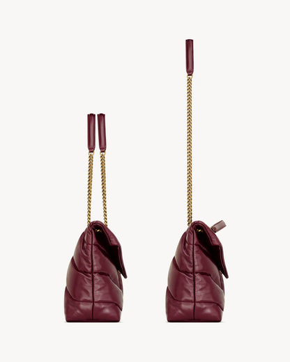 Cuero | PUFFER MEDIUM IN SHINY LEATHER DARK RUBY