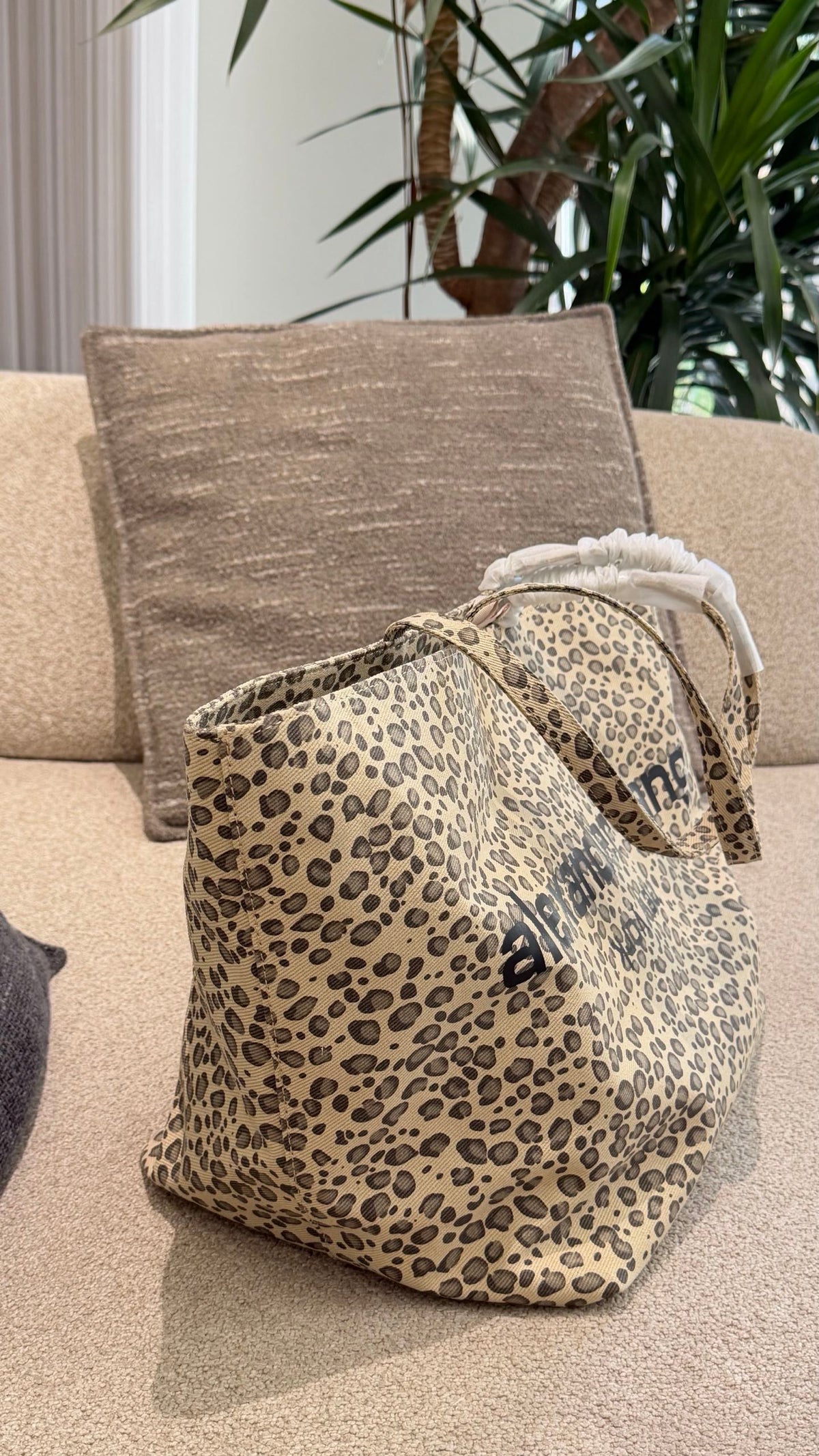 Cuero | Leopard Print Logo Tote Bag - Beige Leopard