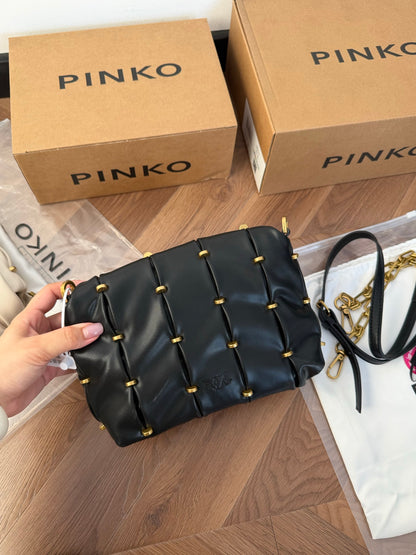 Cuero | Pleated Love Bird Flap Chain Crossbody Bag - Black