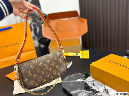 Cuero | Mini Monogram Print Flap Chain Crossbody Bag - Monogram Brown