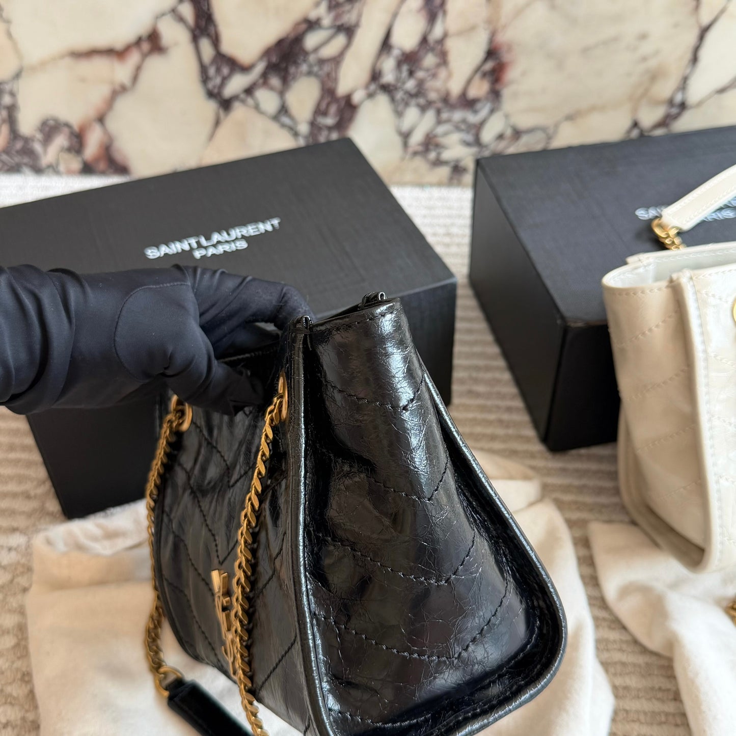 Cuero | Chevron Quilted Chain Tote